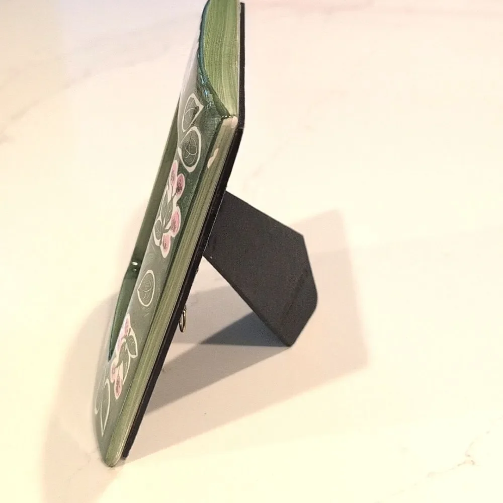 Melannco Ceramic Floral Green and Pink Picture Frame Vintage Made in Taiwan